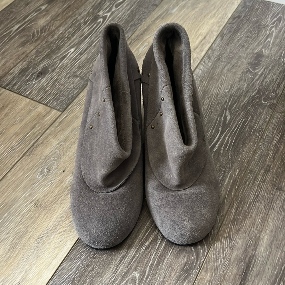 Suede Bootie by Pink Studio Wedge Boots with Bronze Studs - Anthropologie